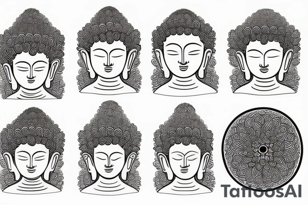 Buddha with waves and chrysanthemums tattoo idea