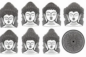 Buddha with waves and chrysanthemums tattoo idea