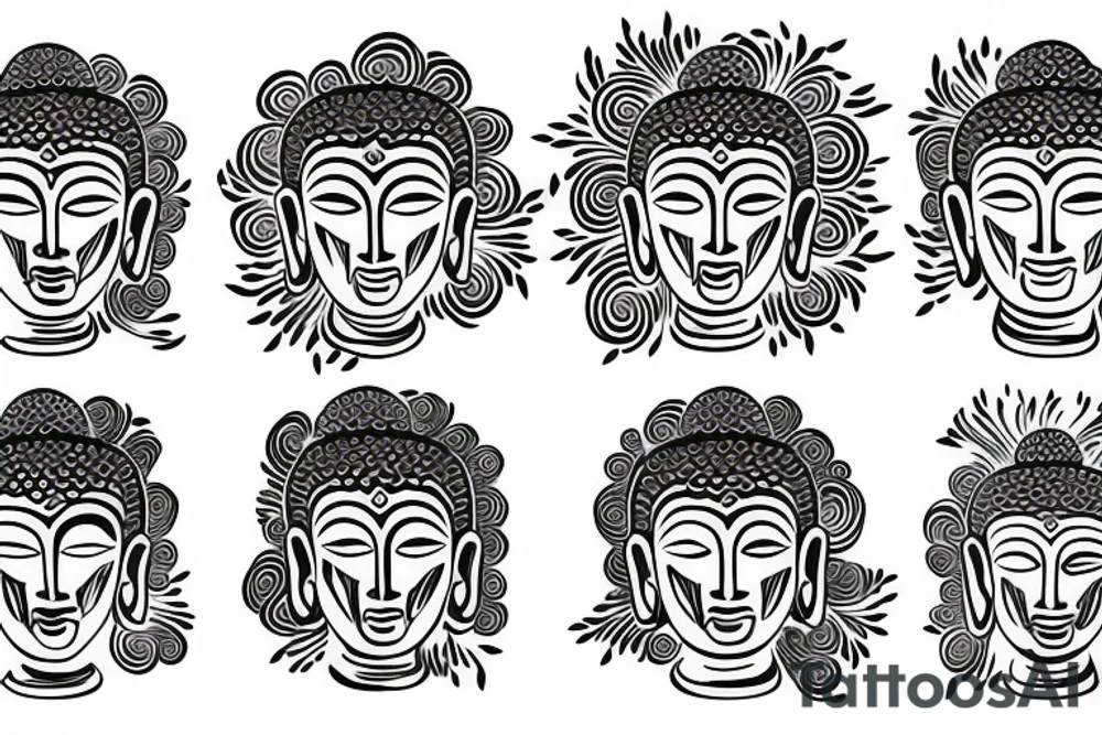Buddha with chrysanthemums and flowing waves tattoo idea