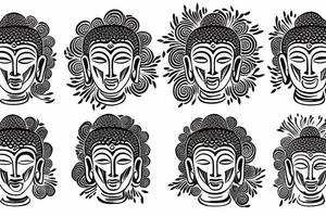 Buddha with chrysanthemums and flowing waves tattoo idea