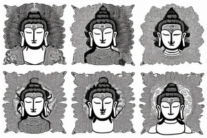 Buddha with chrysanthemums and flowing waves tattoo idea