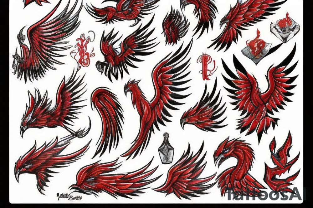 Red phoenix tattoo idea