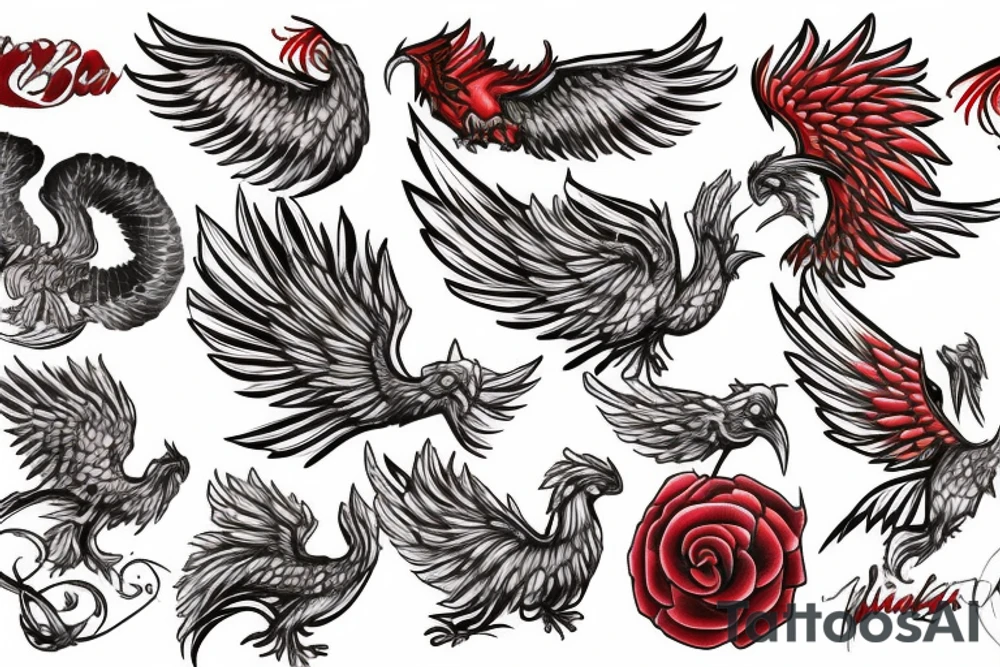 Red phoenix tattoo idea