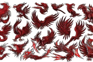 Red phoenix rising from dust tattoo idea