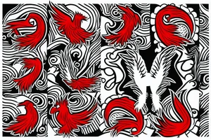 Red phoenix rising from dust tattoo idea