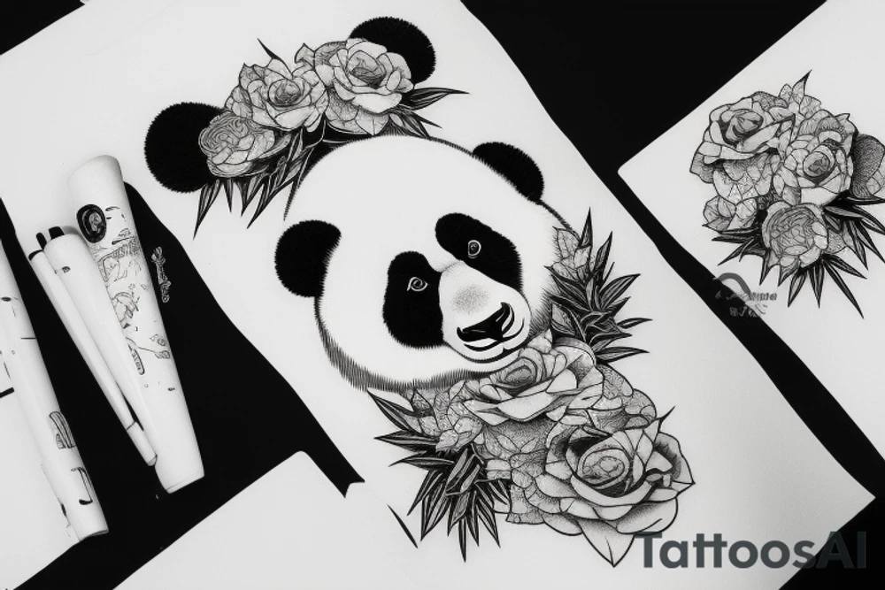 Giant panda protecting it's mother tattoo idea