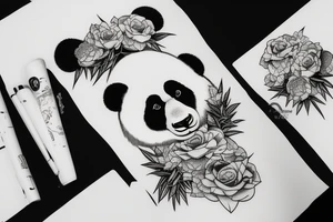 Giant panda protecting it's mother tattoo idea