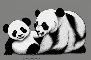 Giant panda protecting it's mother tattoo idea