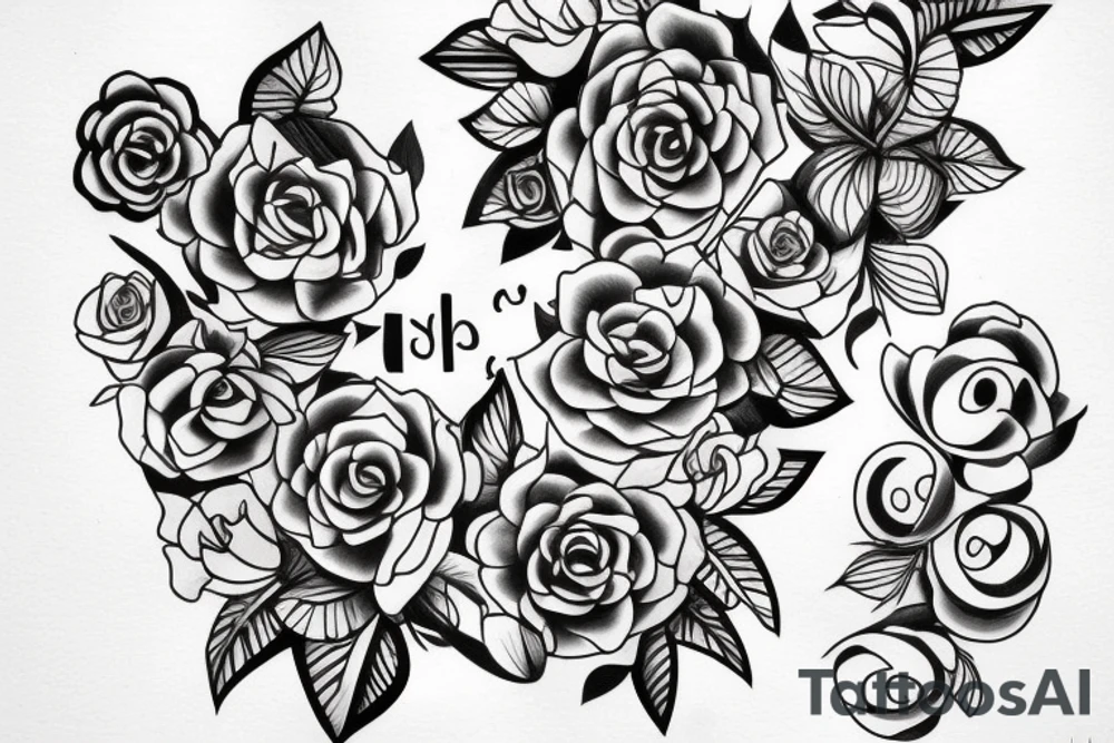 Number “3”, outlined in a nice font, with florals/vines wrapped around/ coming out of it tattoo idea