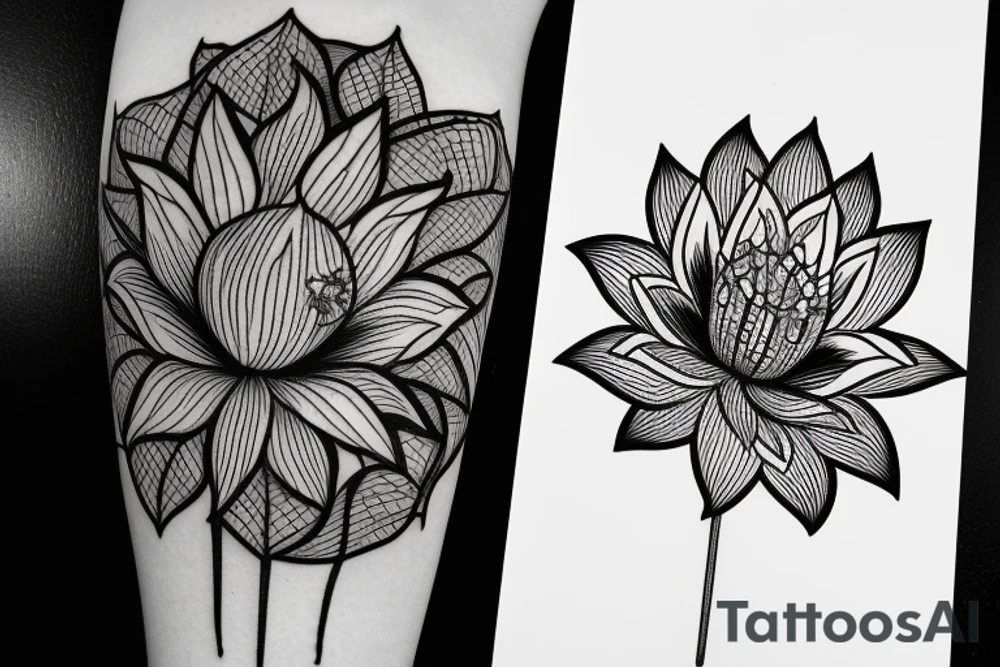 lotus flower with spider lily flower tattoo idea