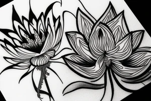 lotus flower with spider lily flower tattoo idea