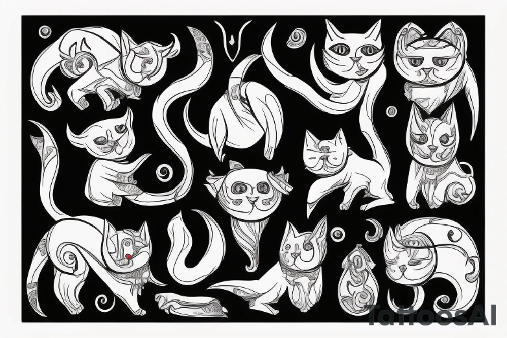 White demonic cat tattoo idea