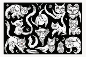 White demonic cat tattoo idea