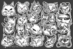 White demonic cat tattoo idea