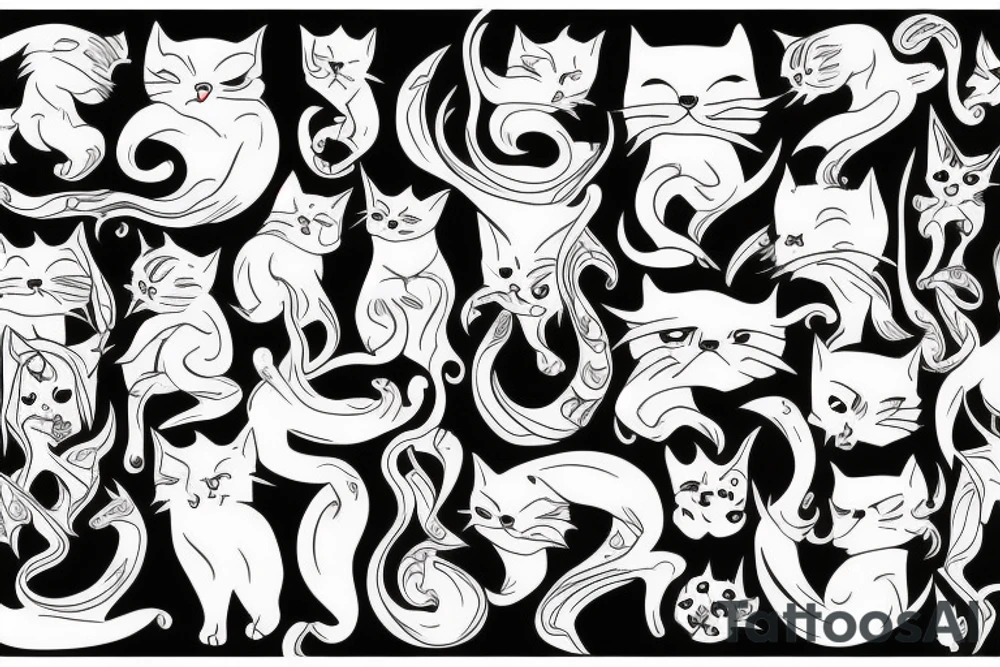 White demonic cat tattoo idea