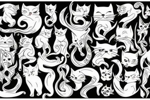White demonic cat tattoo idea