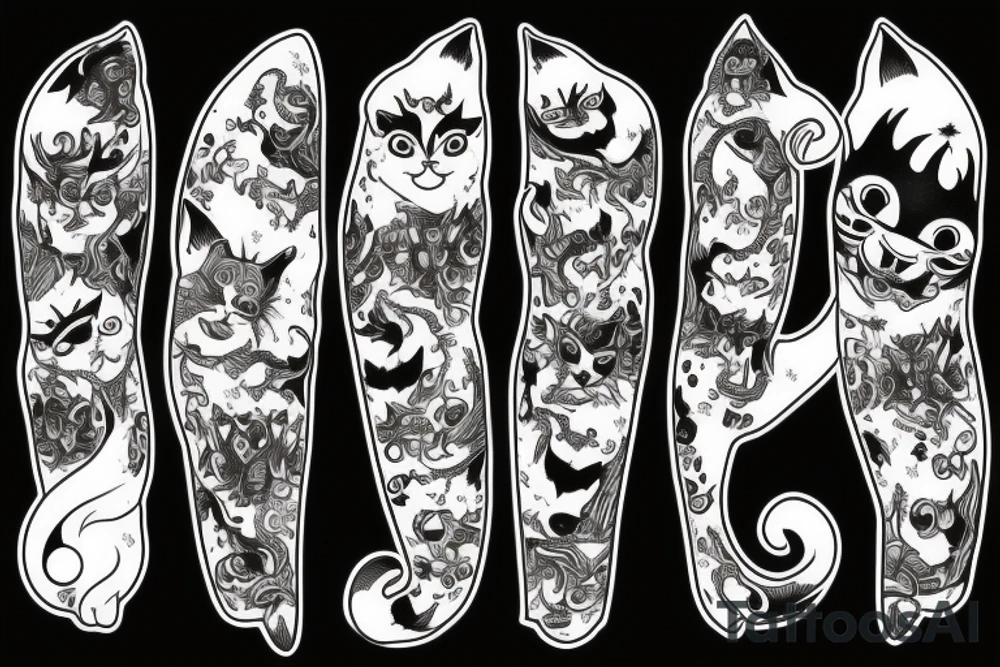 White demonic cat tattoo idea