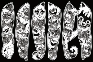 White demonic cat tattoo idea