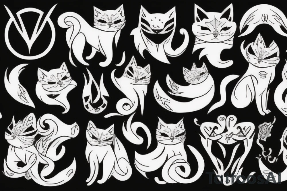 White demonic cat tattoo idea