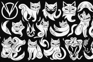 White demonic cat tattoo idea
