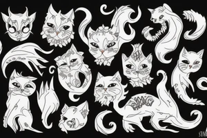 White demonic cat tattoo idea
