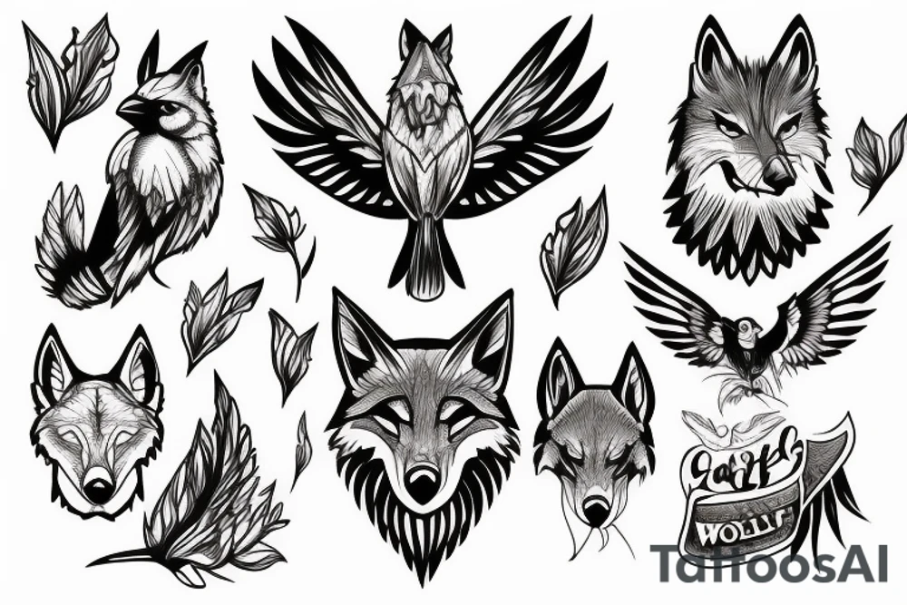 Cardinal And Wolf tattoo idea