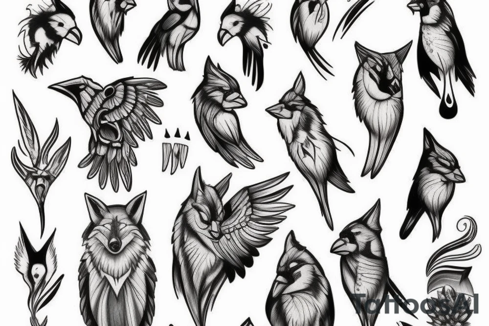 Cardinal And Wolf tattoo idea