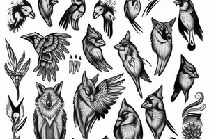 Cardinal And Wolf tattoo idea