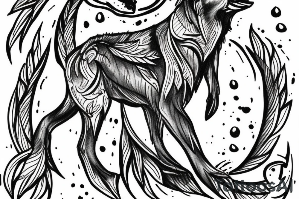 Wolf with cardinal looking down on it tattoo idea