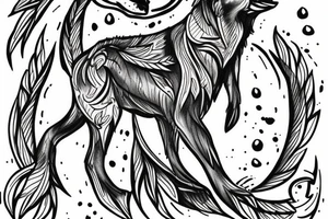 Wolf with cardinal looking down on it tattoo idea