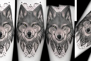 Wolf with cardinal looking down on it tattoo idea
