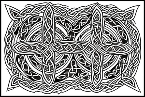 A Celtic cross surrounded by water and fire. tattoo idea