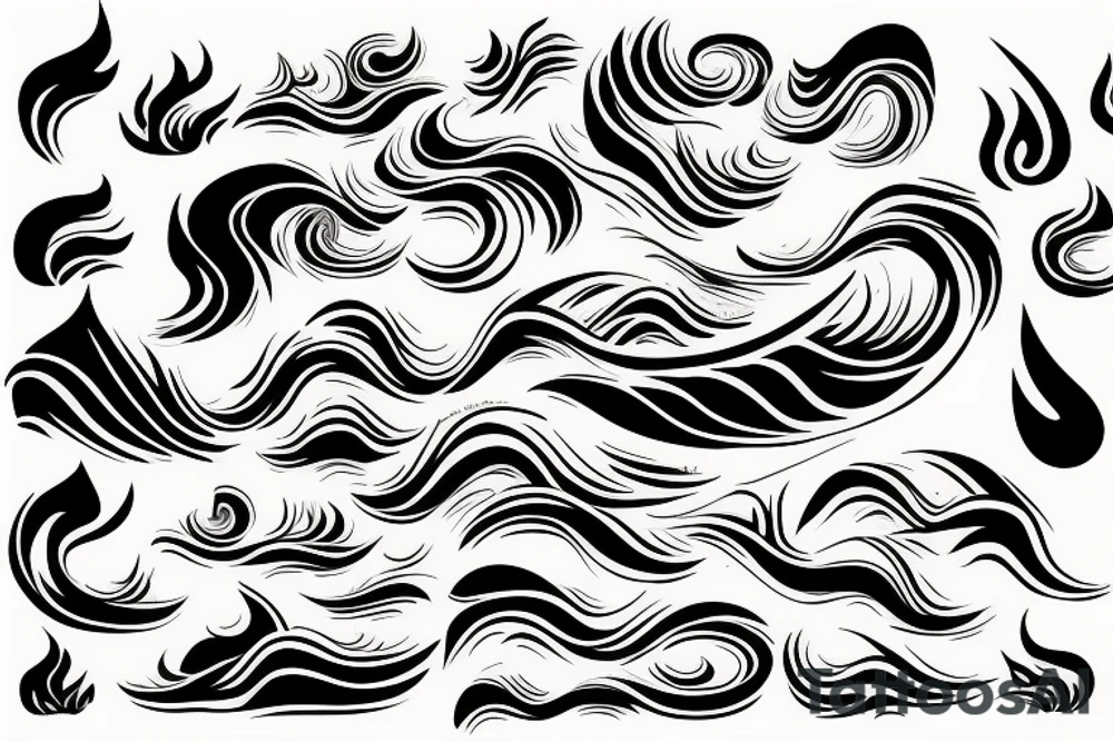 A tidal wave surrounding a fire tattoo idea