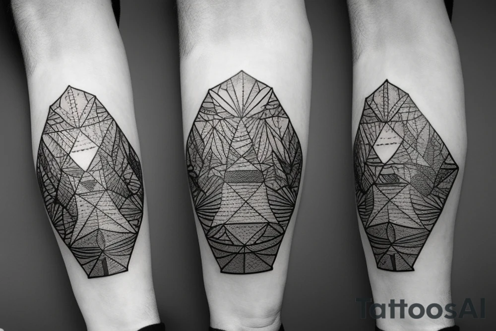 Bear in mountain with trees tattoo idea