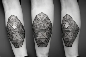 Bear in mountain with trees tattoo idea