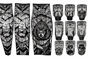 Bear in mountain with trees tattoo idea