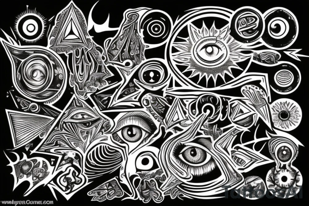 A dmt inspired depiction of all seeing eye tattoo idea