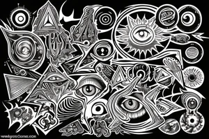A dmt inspired depiction of all seeing eye tattoo idea
