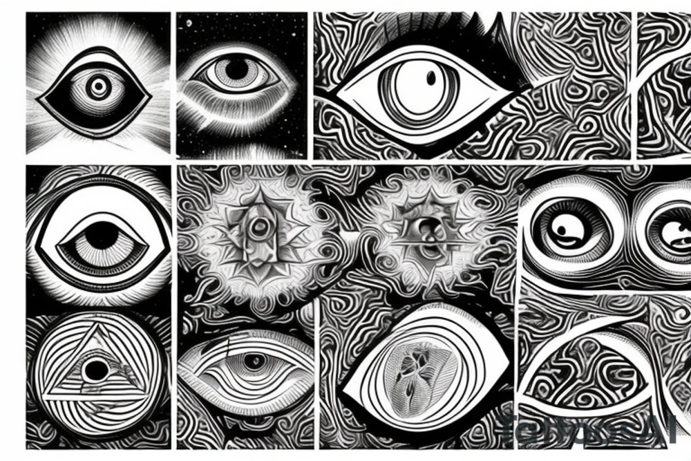 A dmt inspired depiction of all seeing eye tattoo idea