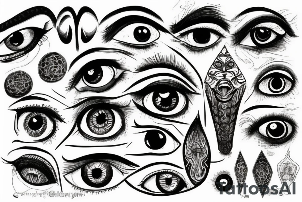 A dmt inspired depiction of eyes tattoo idea