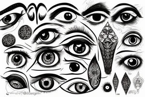 A dmt inspired depiction of eyes tattoo idea