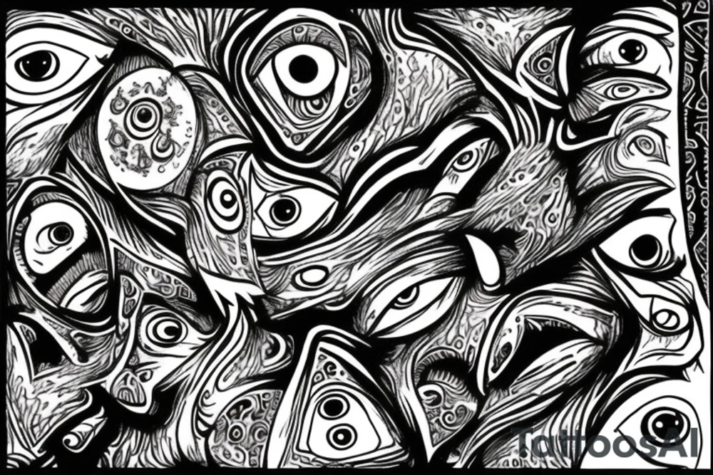 A dmt inspired depiction of eyes tattoo idea