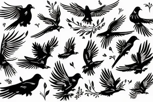 A dove and a crow flying around each other tattoo idea