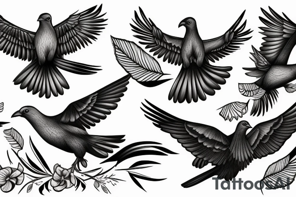 2 birds, a dove and a crow, both flying around each other tattoo idea 2 birds, a dove and a crow, both flying around each other tattoo idea