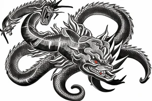realistic shenron dragon with a 6th star dragon ball curled around it tattoo idea