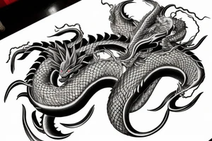 realistic shenron dragon with a 6th star dragon ball curled around it tattoo idea