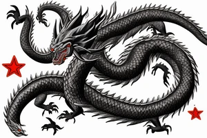 realistic shenron dragon with a 6th star dragon ball tattoo idea