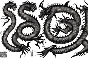 realistic shenron dragon with a 6th star dragon ball tattoo idea