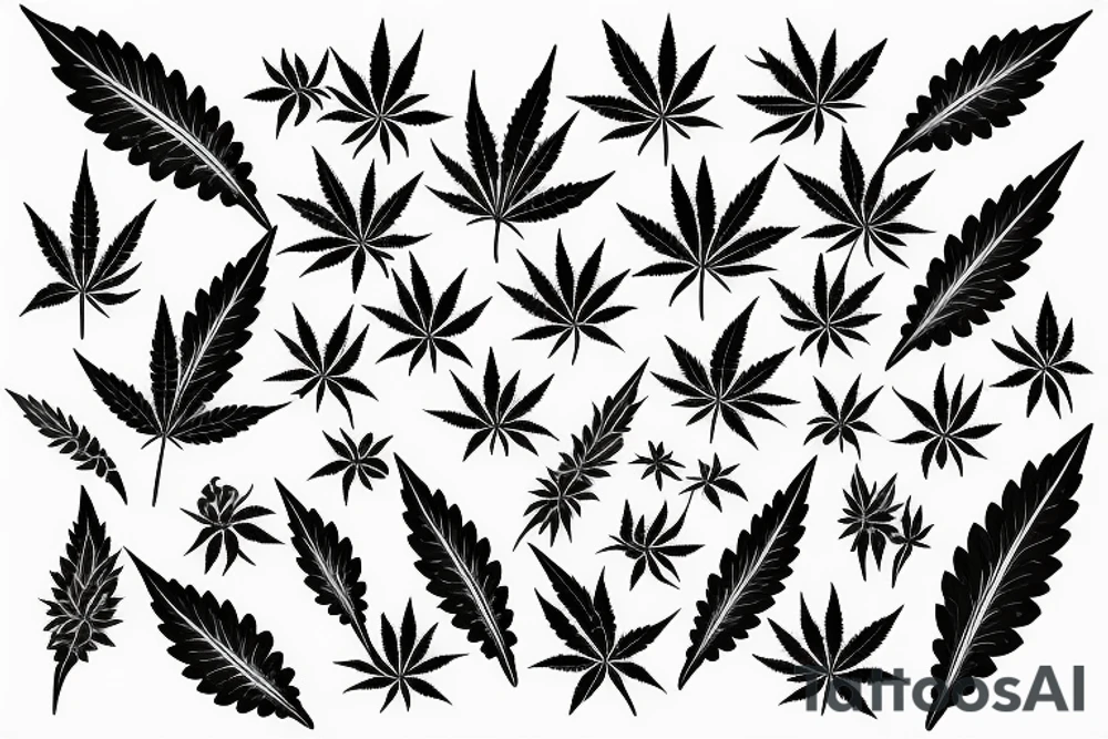 Dna symbol with weed leaf tattoo idea
