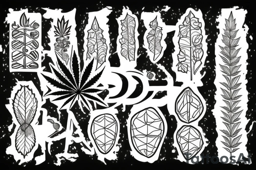 Dna symbol with weed leaf tattoo idea